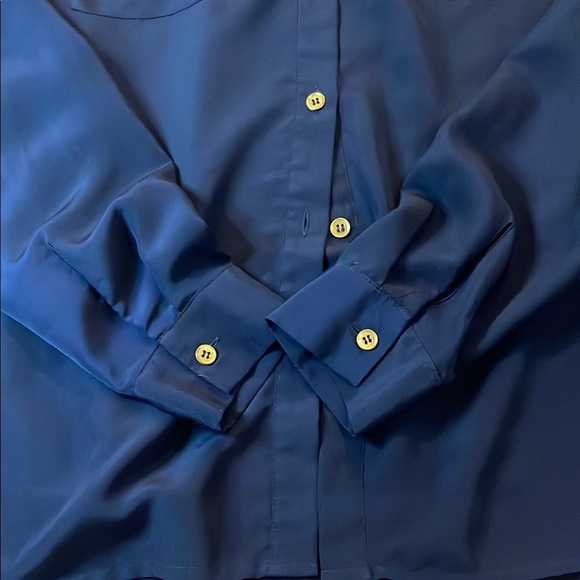 Jones New York Navy Button-Up Blouse - Picture 2 of 3